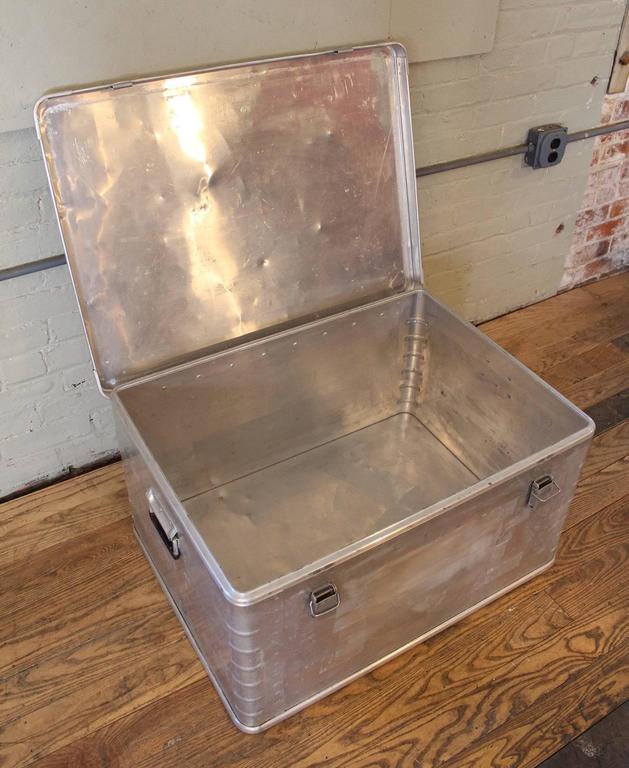 Vintage Industrial Aluminium Metal Box Storage Trunk Coffee Table Chest