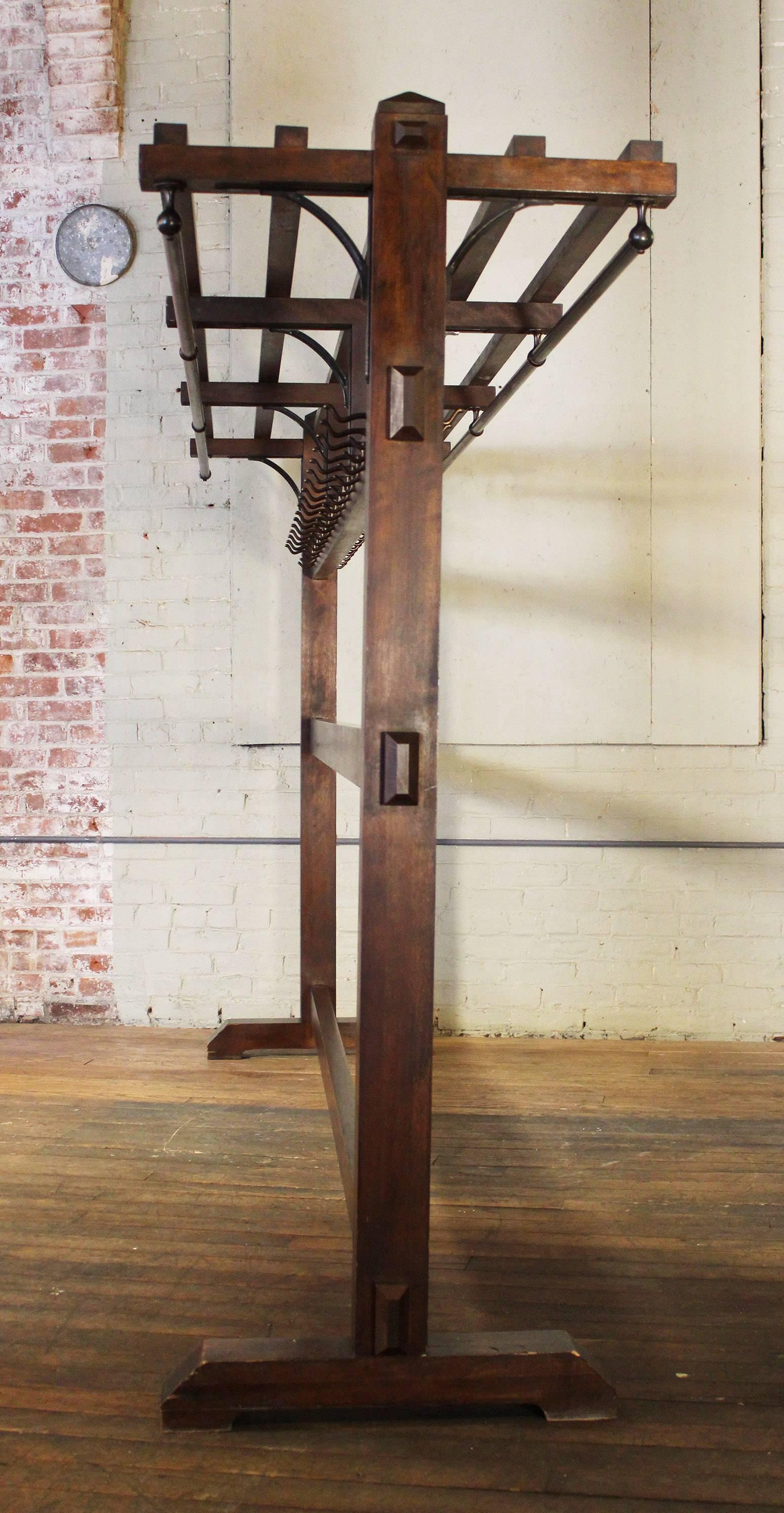 Masonic Temple Mission Style Coat Stand  In Good Condition In Oakville, CT