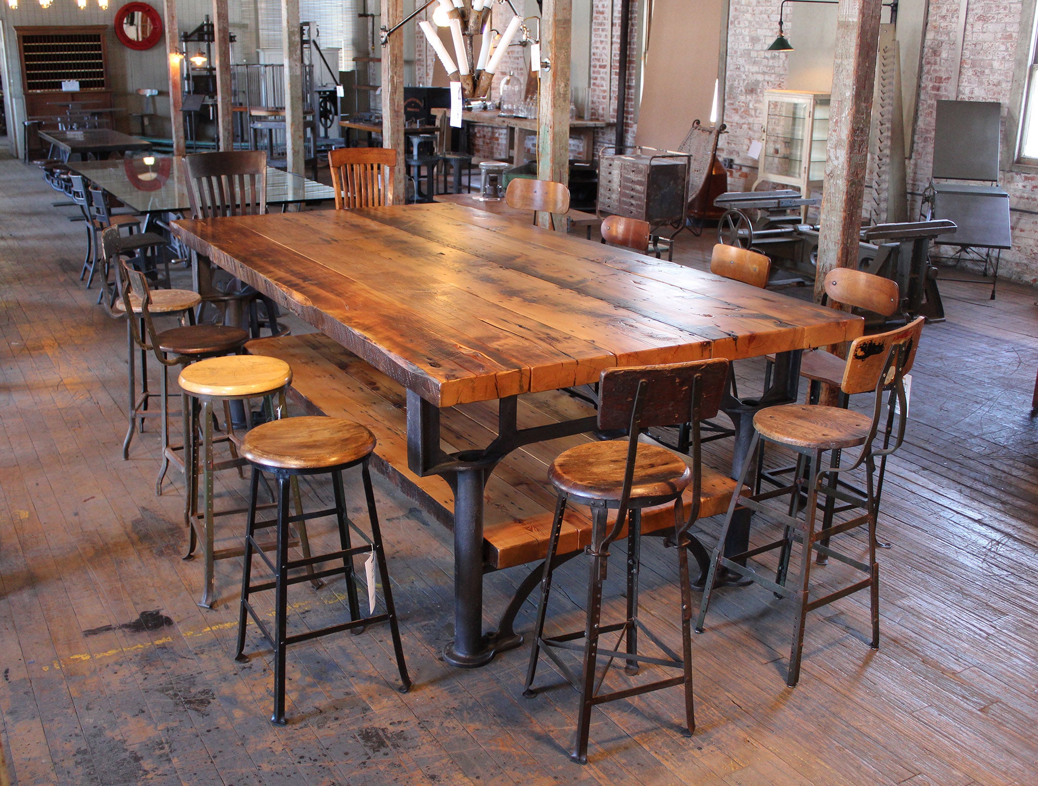 Industrial Reclaimed Wood Harvest Kitchen Island Great Table For Sale At 1stdibs