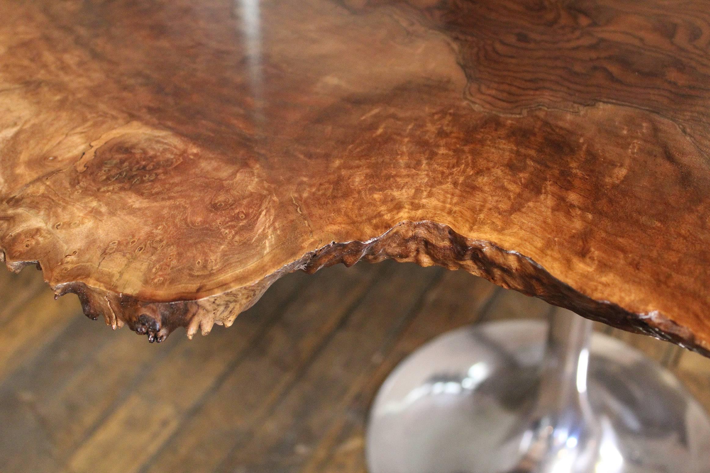 Wood Burl Walnut Live Edge Tulip Dining Table 