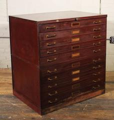 Vintage Art Metal Flat File Storage Cabinet with Brass Hardware