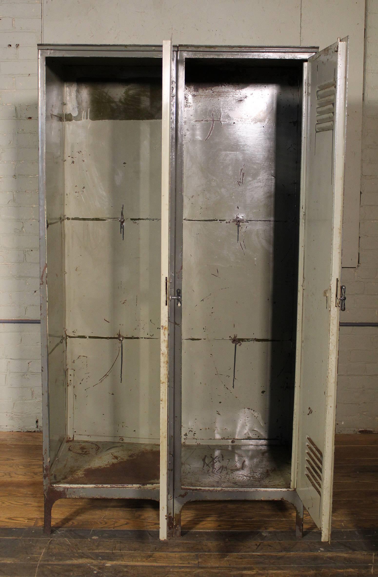 Vintage Pair of Lockers Distressed Set Oversized Steel Metal Storage Gym Sport 1
