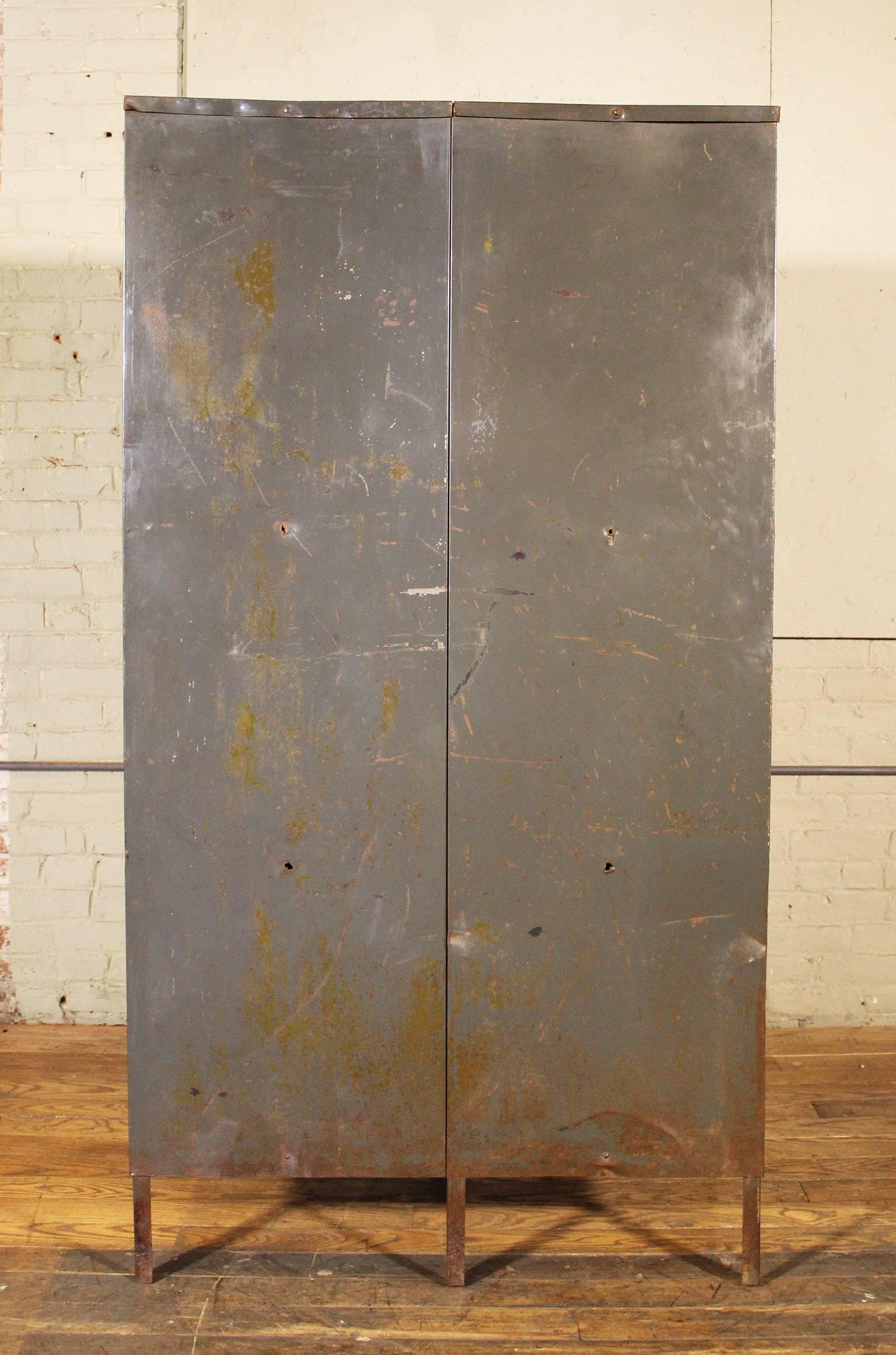 Industrial Vintage Pair of Lockers Distressed Set Oversized Steel Metal Storage Gym Sport