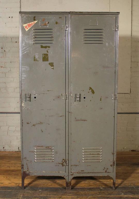 Vintage Pair of Lockers Distressed Set Oversized Steel Metal Storage Gym Sport at 1stDibs