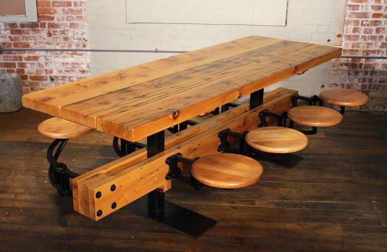 Chairs Reclaimed Wood And Cast Iron, Wooden Bench Table Indoor