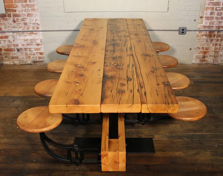 Dining Table with Chairs, Reclaimed Wood and Cast Iron ...