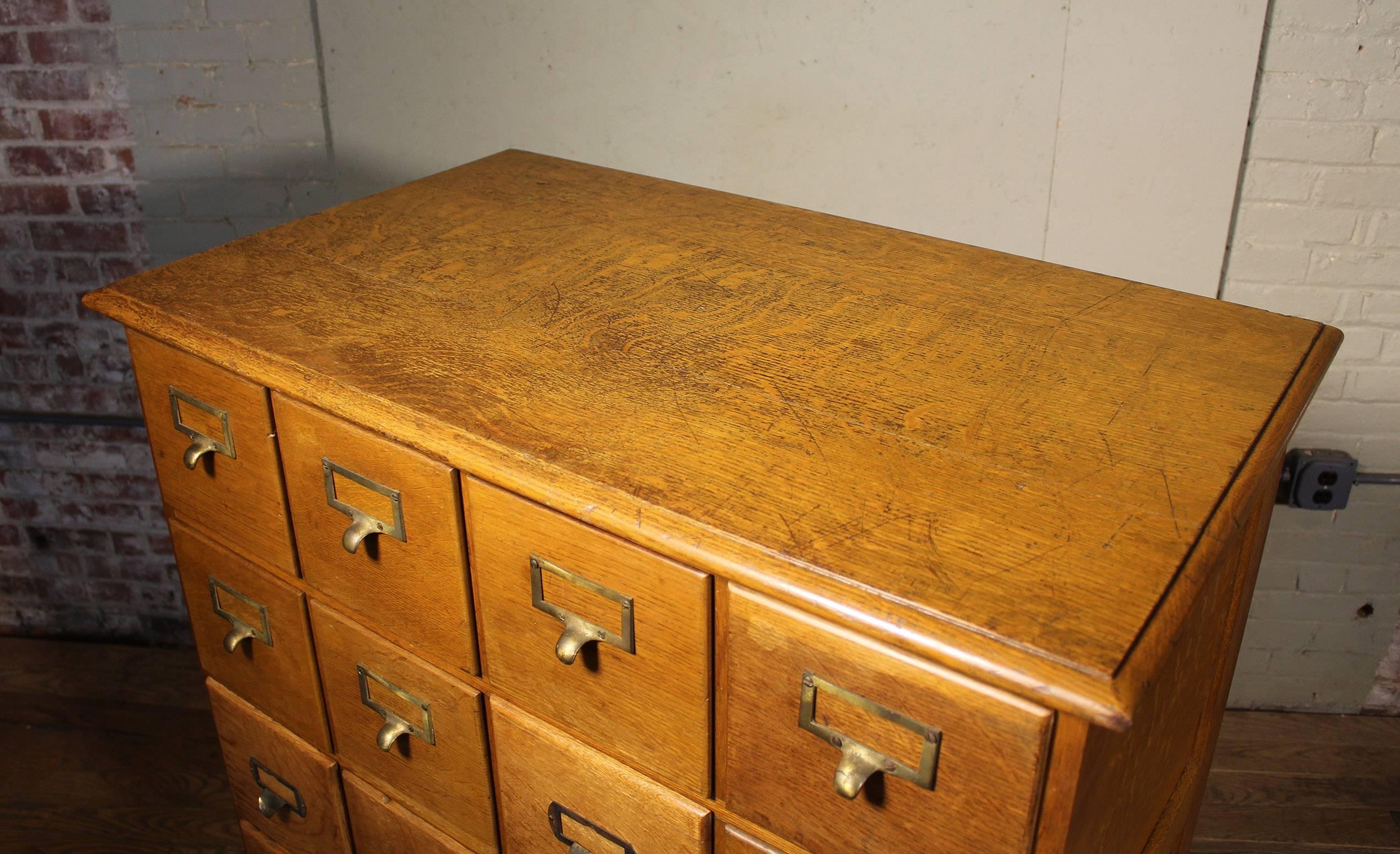 Wood Vintage Industrial Multi-Drawer Oakwood Storage Cabinet