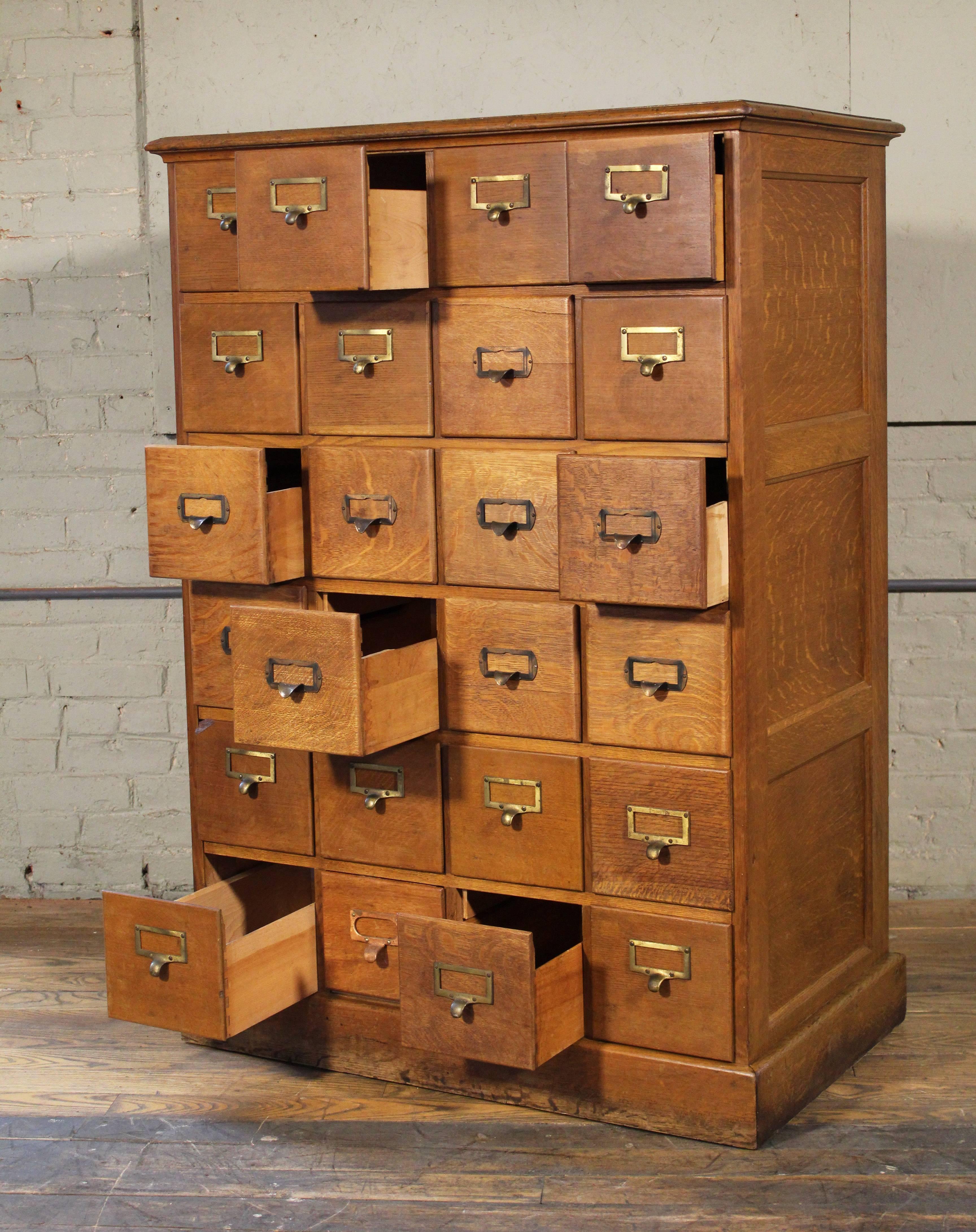 20th Century Vintage Industrial Multi-Drawer Oakwood Storage Cabinet