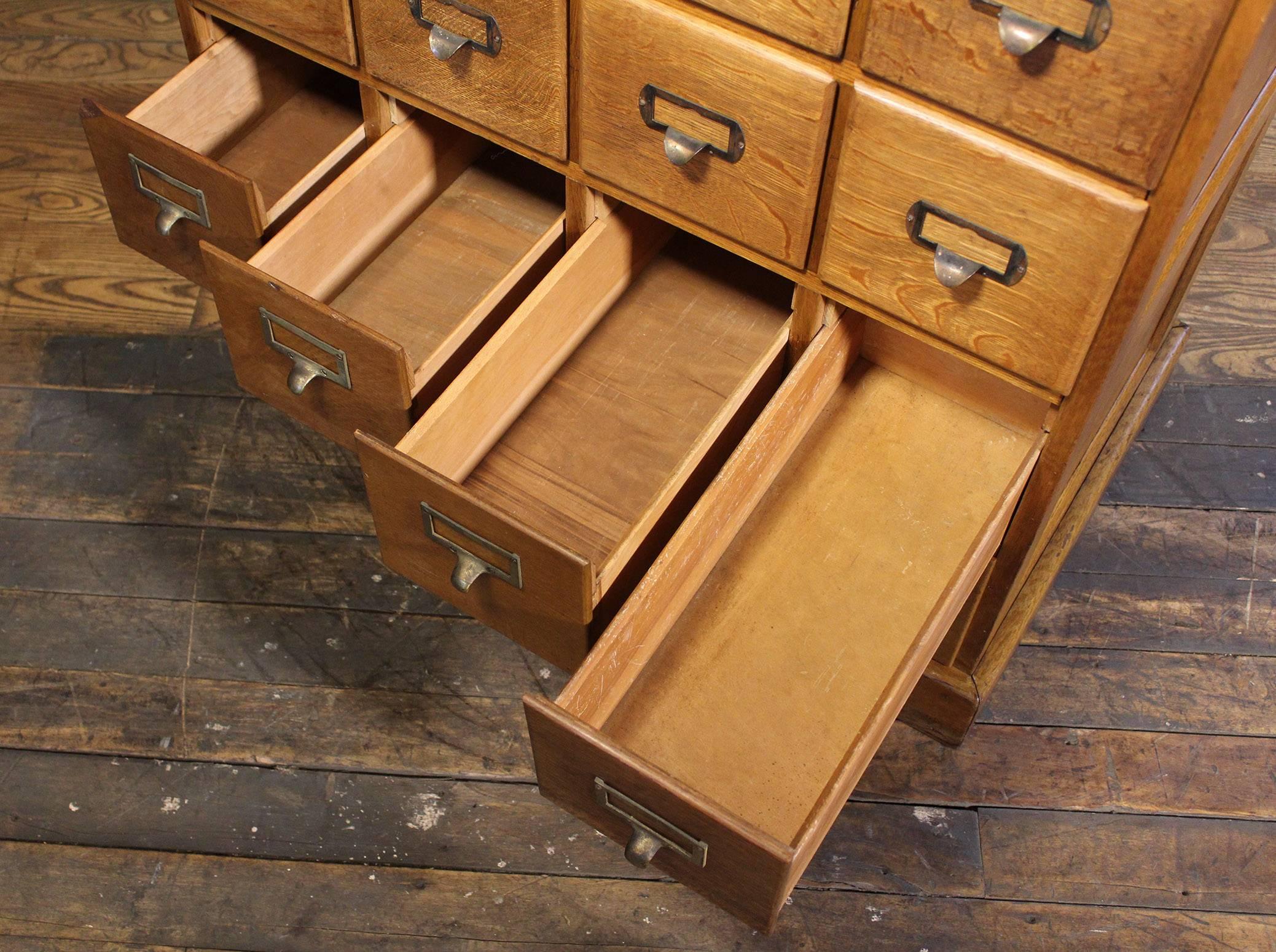 Vintage Industrial Multi-Drawer Oakwood Storage Cabinet 1