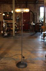 Stage Light, Ghost Floor Lamp, Cast Iron and Glass Two Headed Edison Bulbs