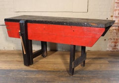 Workbench Carpenter's Table, Distressed Wood Vintage Bench Retail Display