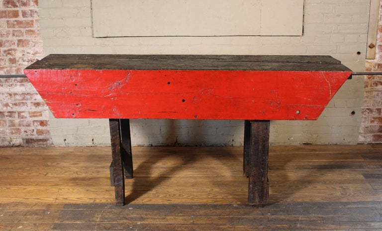 Workbench Carpenter's Table, Distressed Wood Vintage Bench 