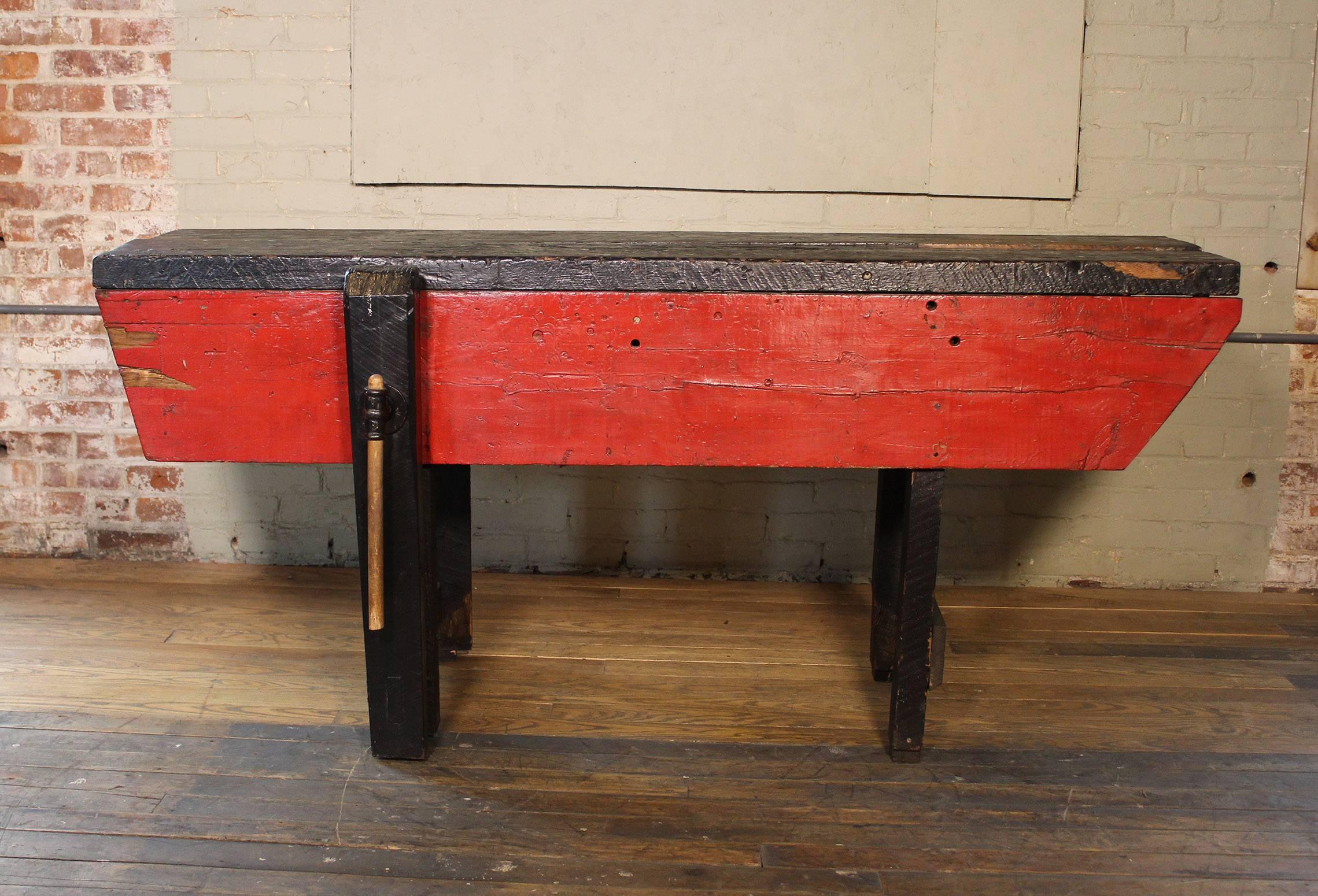 Workbench Carpenter's Table, Distressed Wood Vintage Bench Retail Display 1