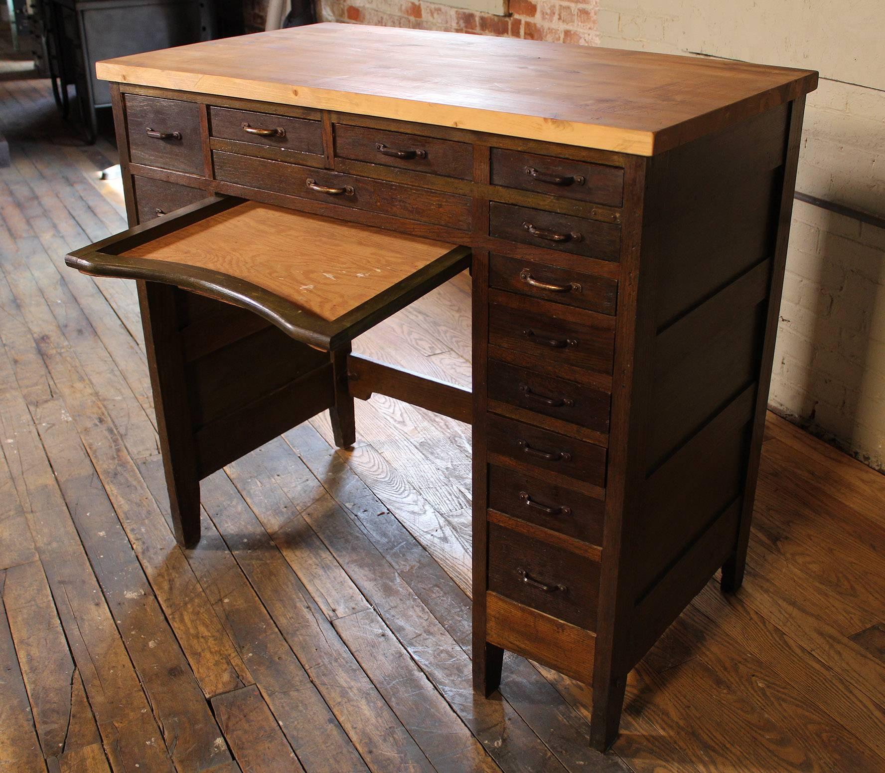 20th Century Jewelers Workbench, Desk, Cabinet, Wooden Vintage Industrial Storage
