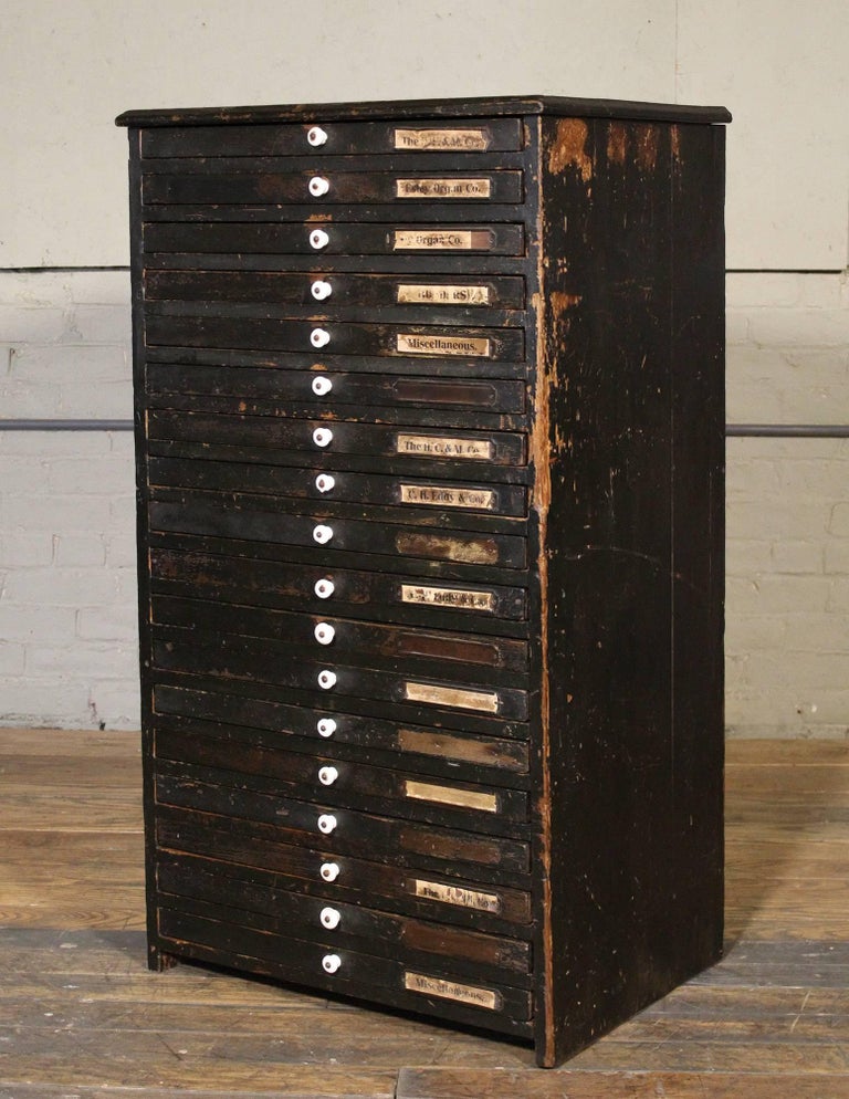 Wooden Flat File Storage Cabinet Vintage Industrial Multi Drawer