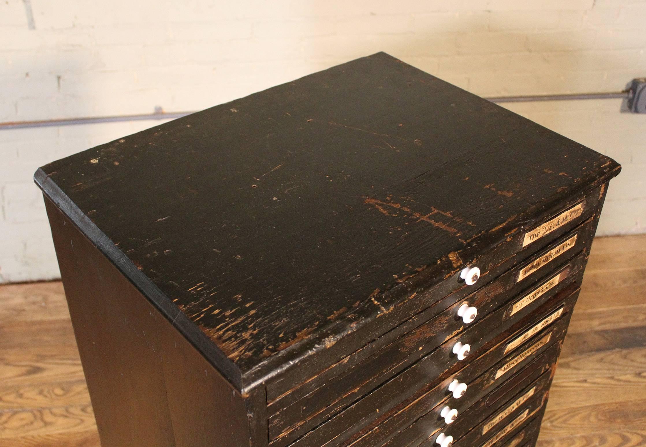 Metal Wooden Flat File Storage Cabinet Vintage Industrial Multi-Drawer Distressed