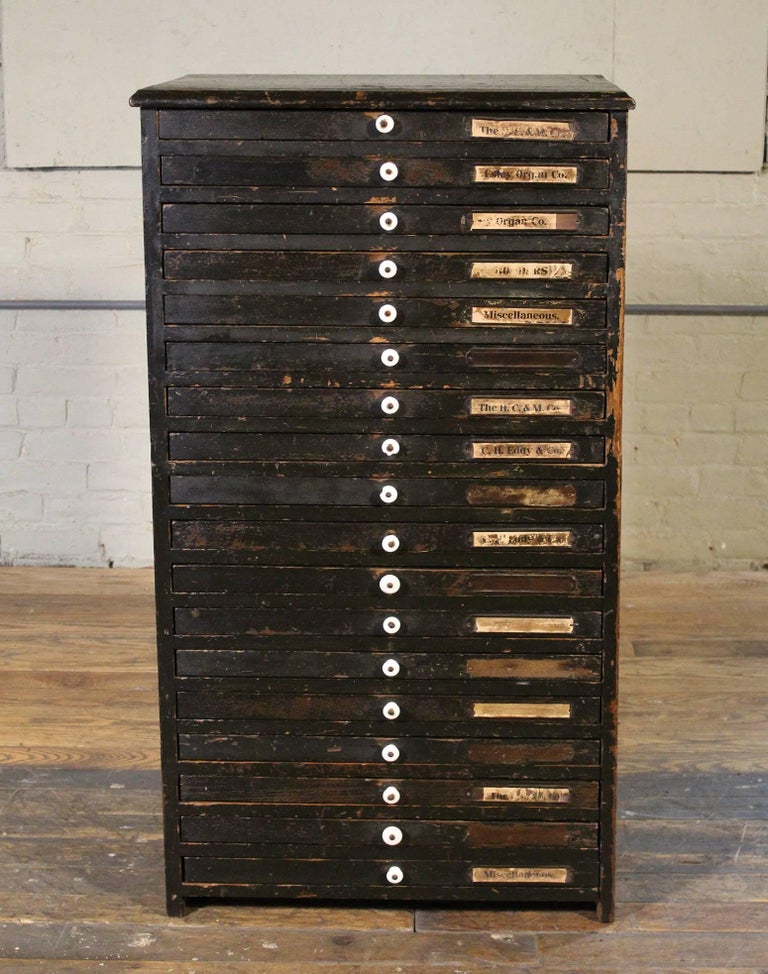 Wooden Flat File Storage Cabinet Vintage Industrial Multi ...