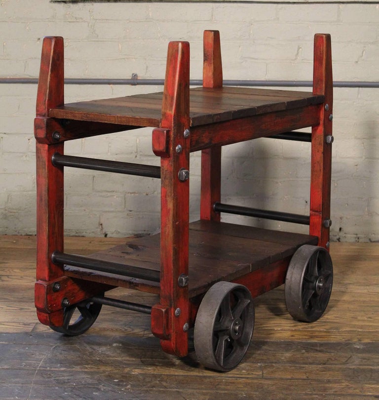 Bar Cart Rolling Wood and Metal Industrial Two-Tier Side ... (768 x 810 Pixel)