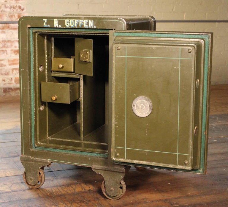 Antique Spector Safe on Wheels Painted and Pinstriped Steel at 1stDibs