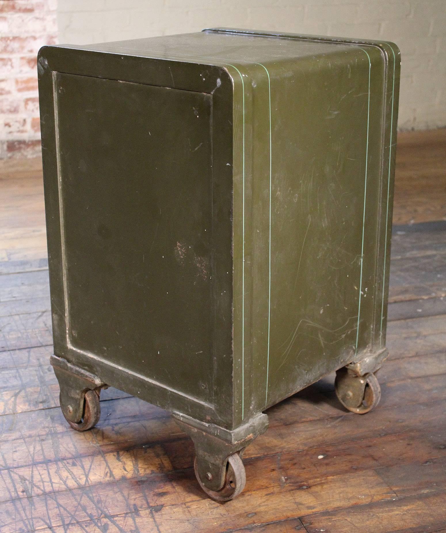 Victorian Antique Spector Safe on Wheels Painted & Pinstriped Steel