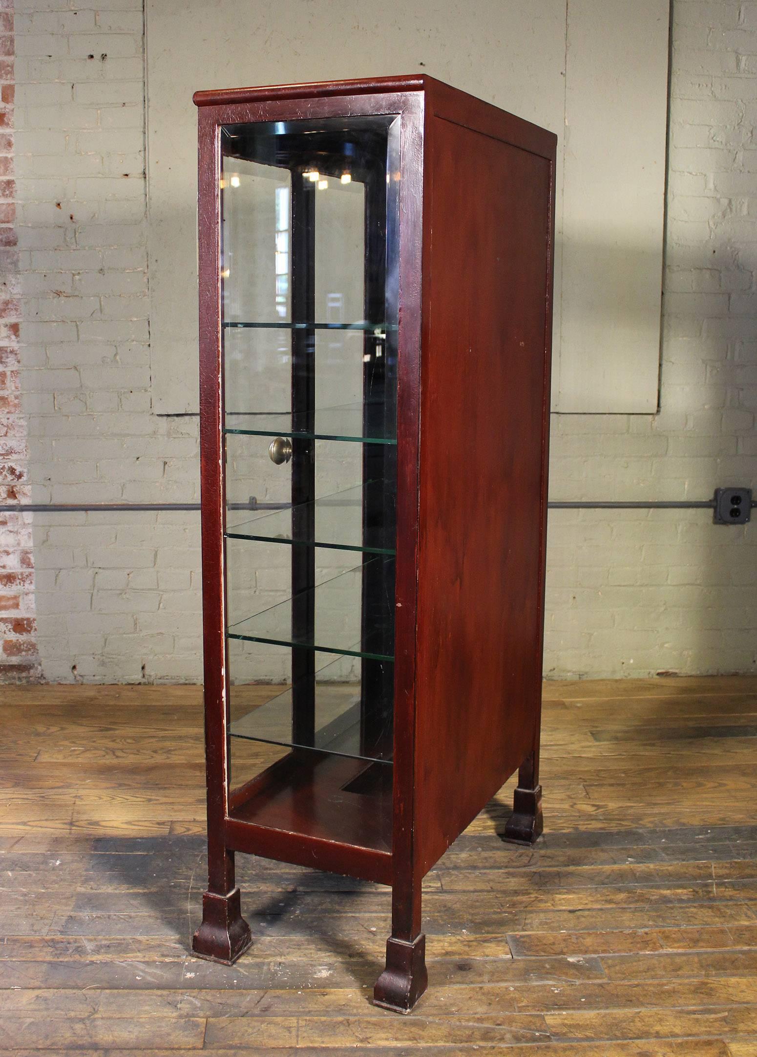 20th Century Curio Cabinet Glass and Metal Medical Storage Vintage Industrial Cupboard Unit