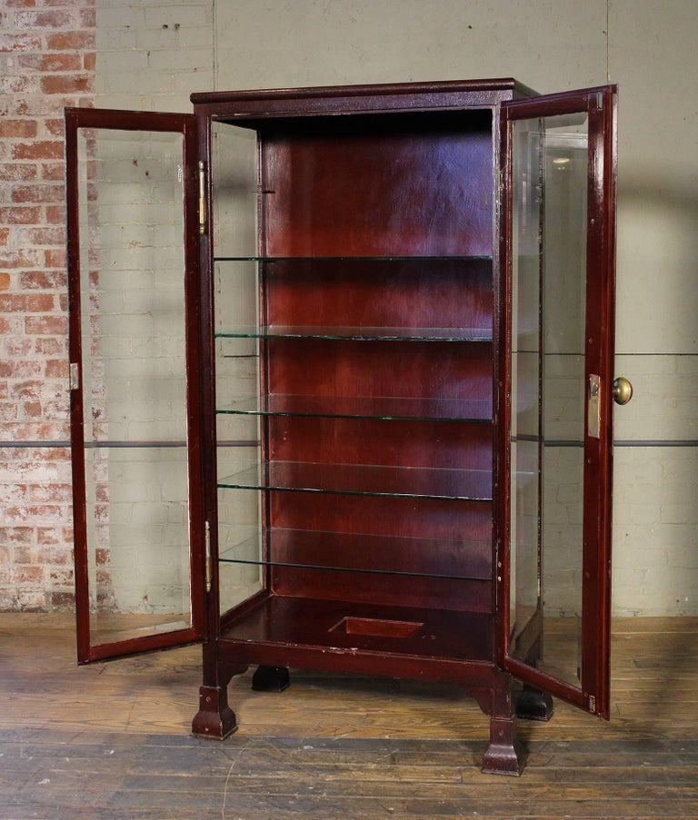 Curio Cabinet Glass and Metal Medical Storage Vintage ...
