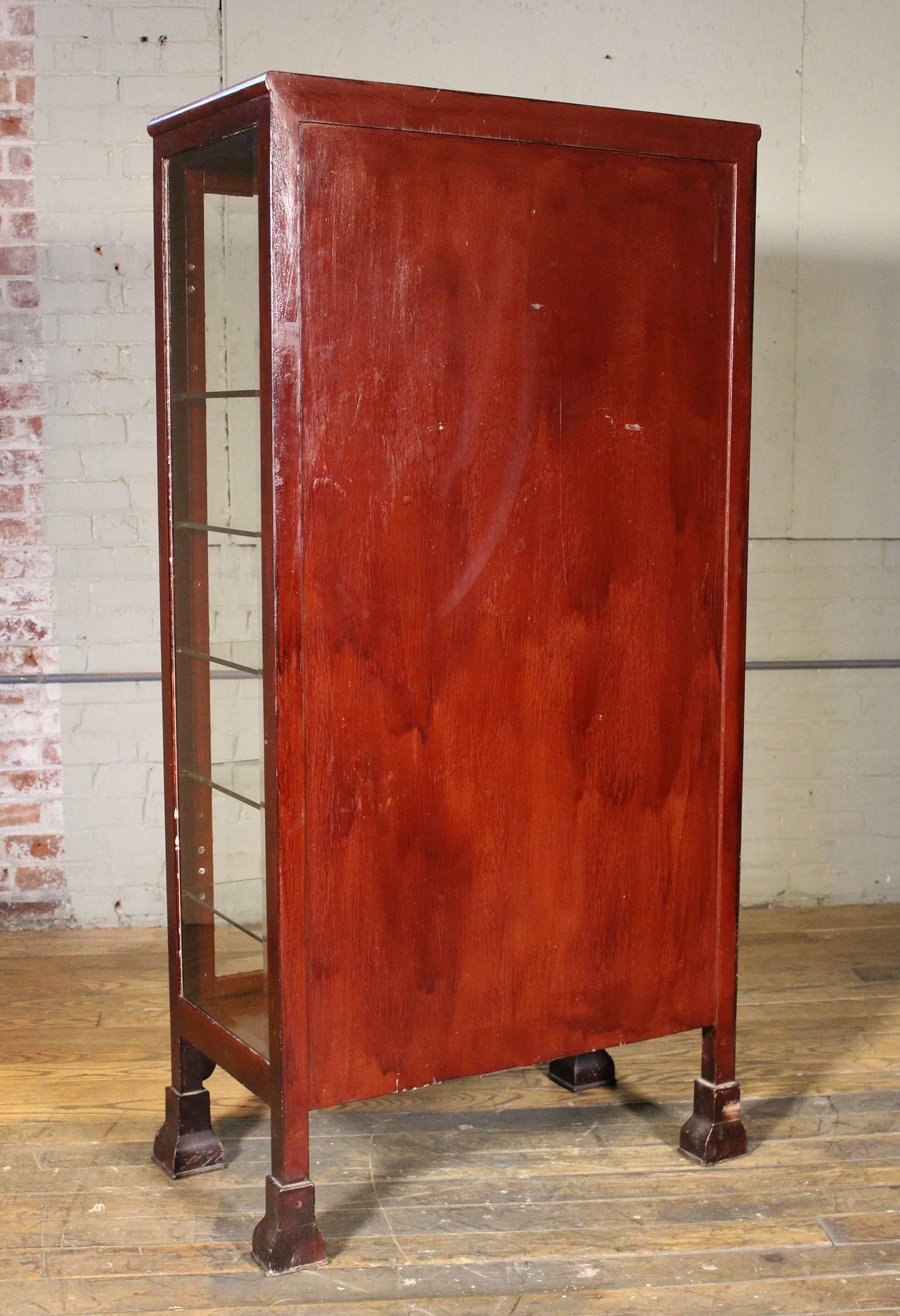 American Curio Cabinet Glass and Metal Medical Storage Vintage Industrial Cupboard Unit