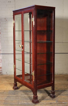 Curio Cabinet Glass and Metal Medical Storage Vintage Industrial Cupboard Unit