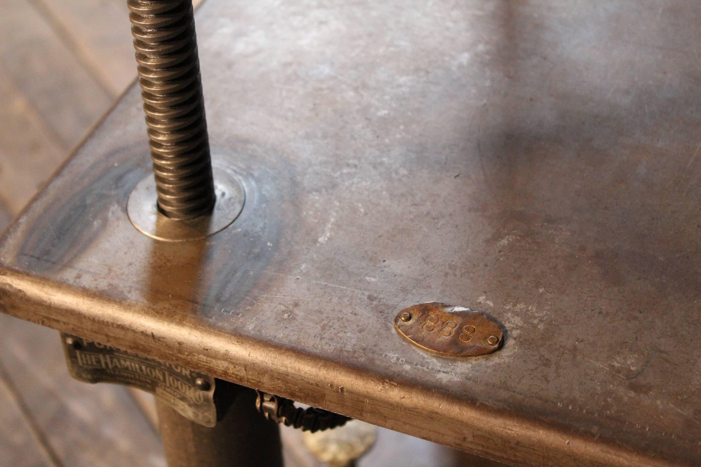 Bar Cart, Rolling Table Vintage Industrial Adjustable Steel Metal In Distressed Condition In Oakville, CT