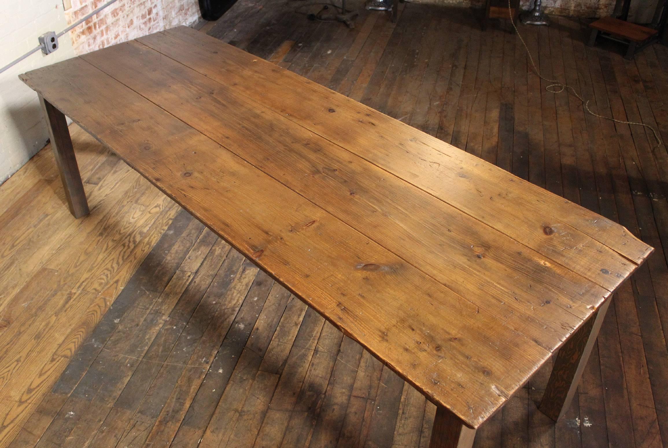 Rustic Farm Dining Table Reclaimed Tobacco Sorting Harvest Wood from Connecticut