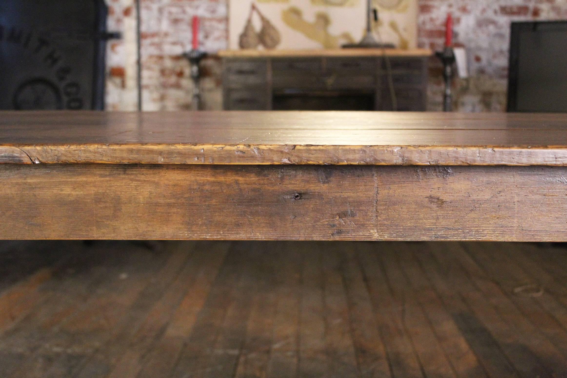 American Farm Dining Table Reclaimed Tobacco Sorting Harvest Wood from Connecticut