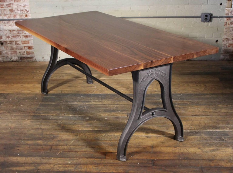 Bespoke Walnut Desk with Cast Iron Legs Industrial Modern Work Custom