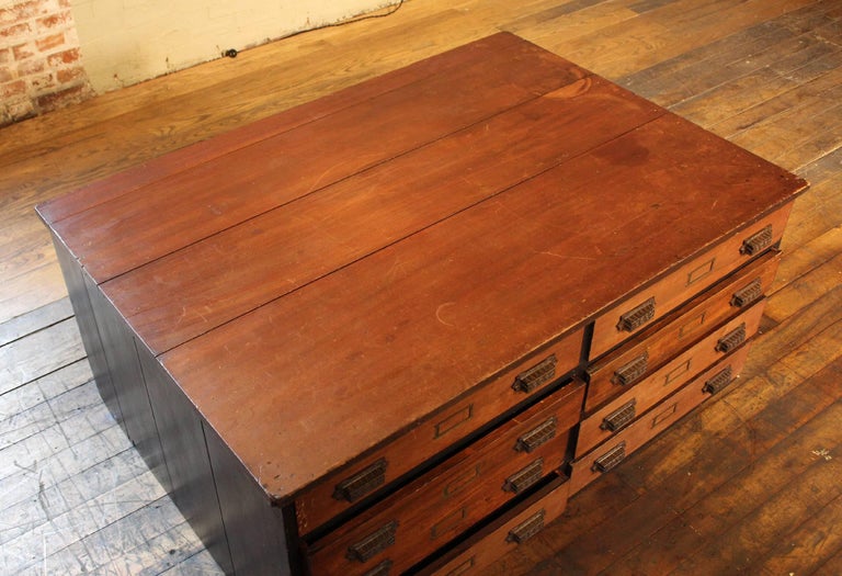 Wooden Storage Flat File Cabinet Or Coffee Table Industrial Modern At 1stdibs