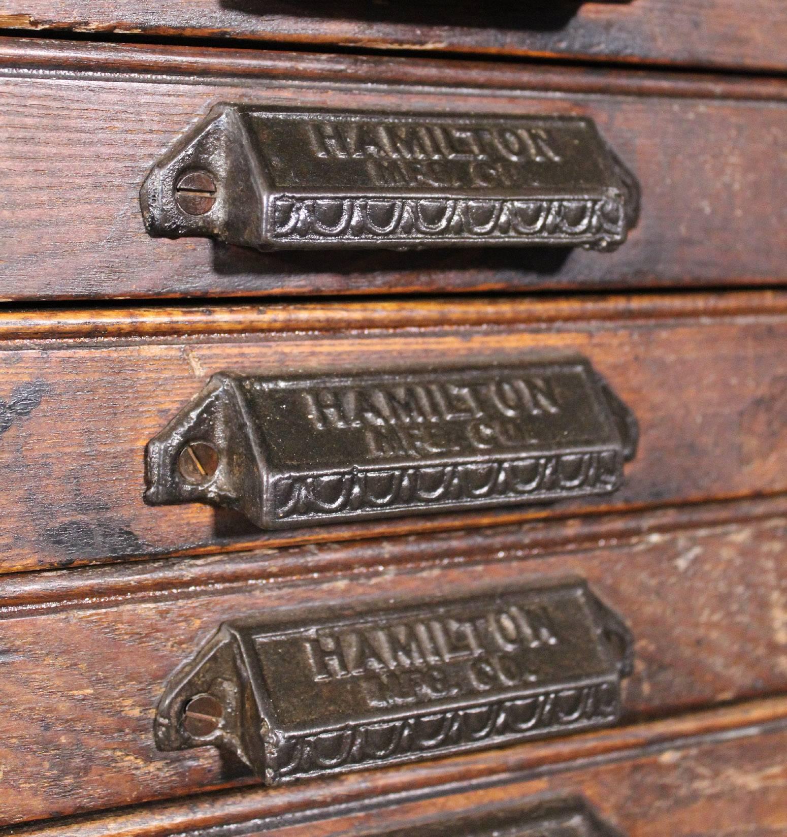Rustic Vintage Hamilton Wooden Flat File Storage Cabinet Distressed Industrial