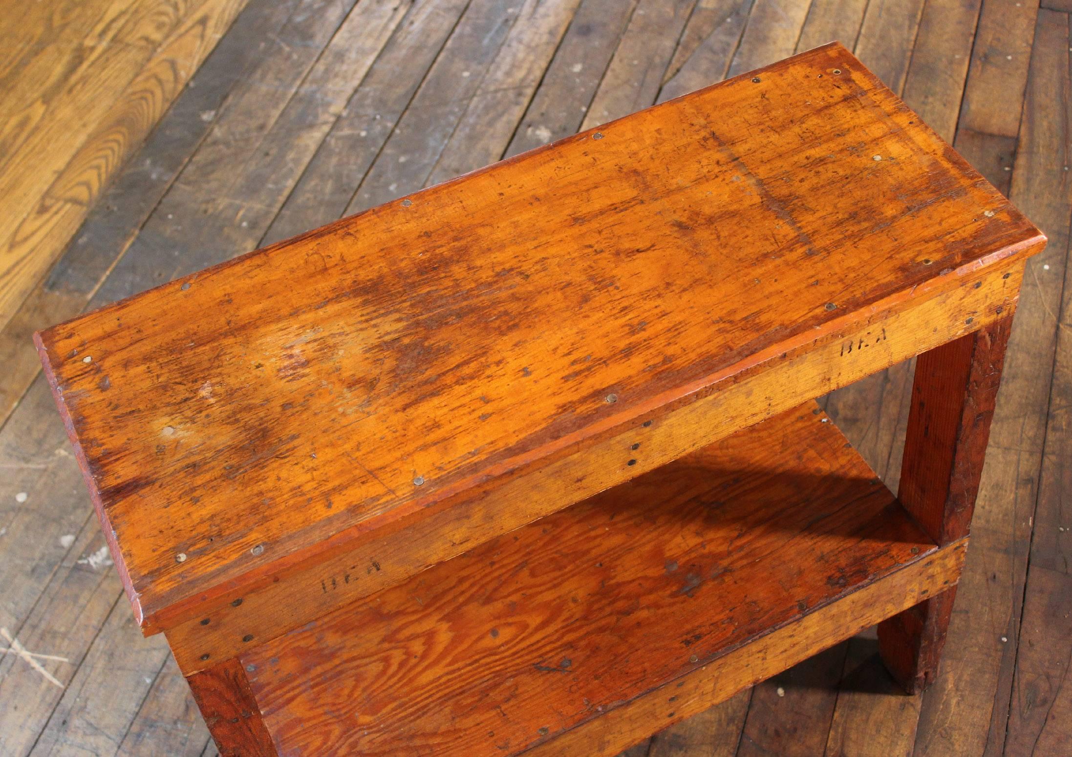 Wooden Bench/Side or End Table Factory Shop Two-Tier Industrial 2