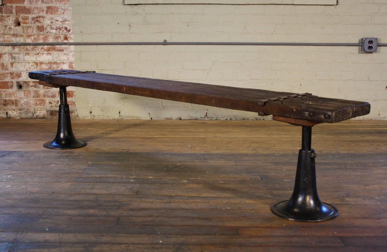 Bench - Wood and Cast Iron Adjustable Seat Vintage ... (768 x 501 Pixel)