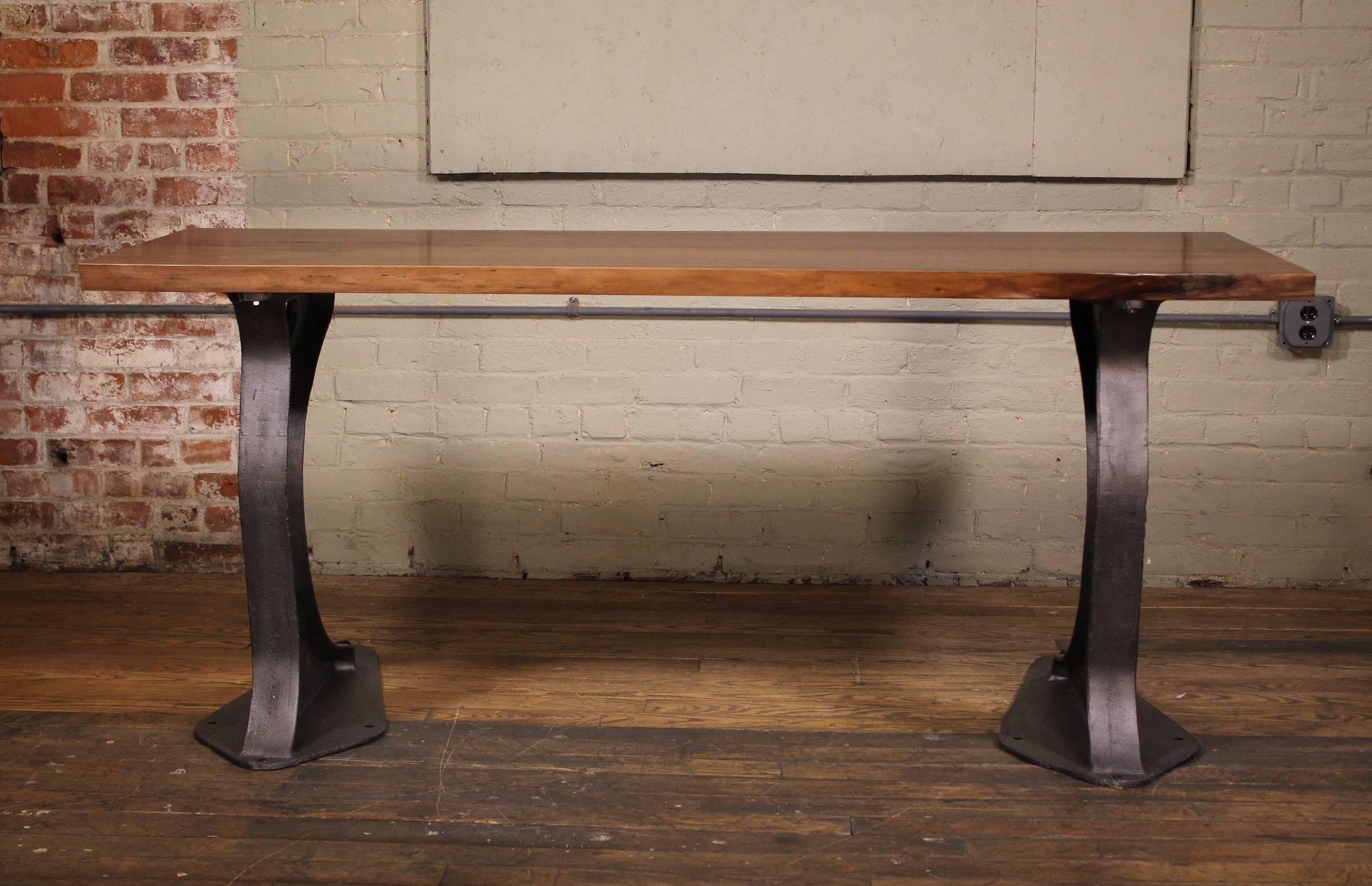 Industrial Live Edge English Elm Desk In Good Condition In Oakville, CT