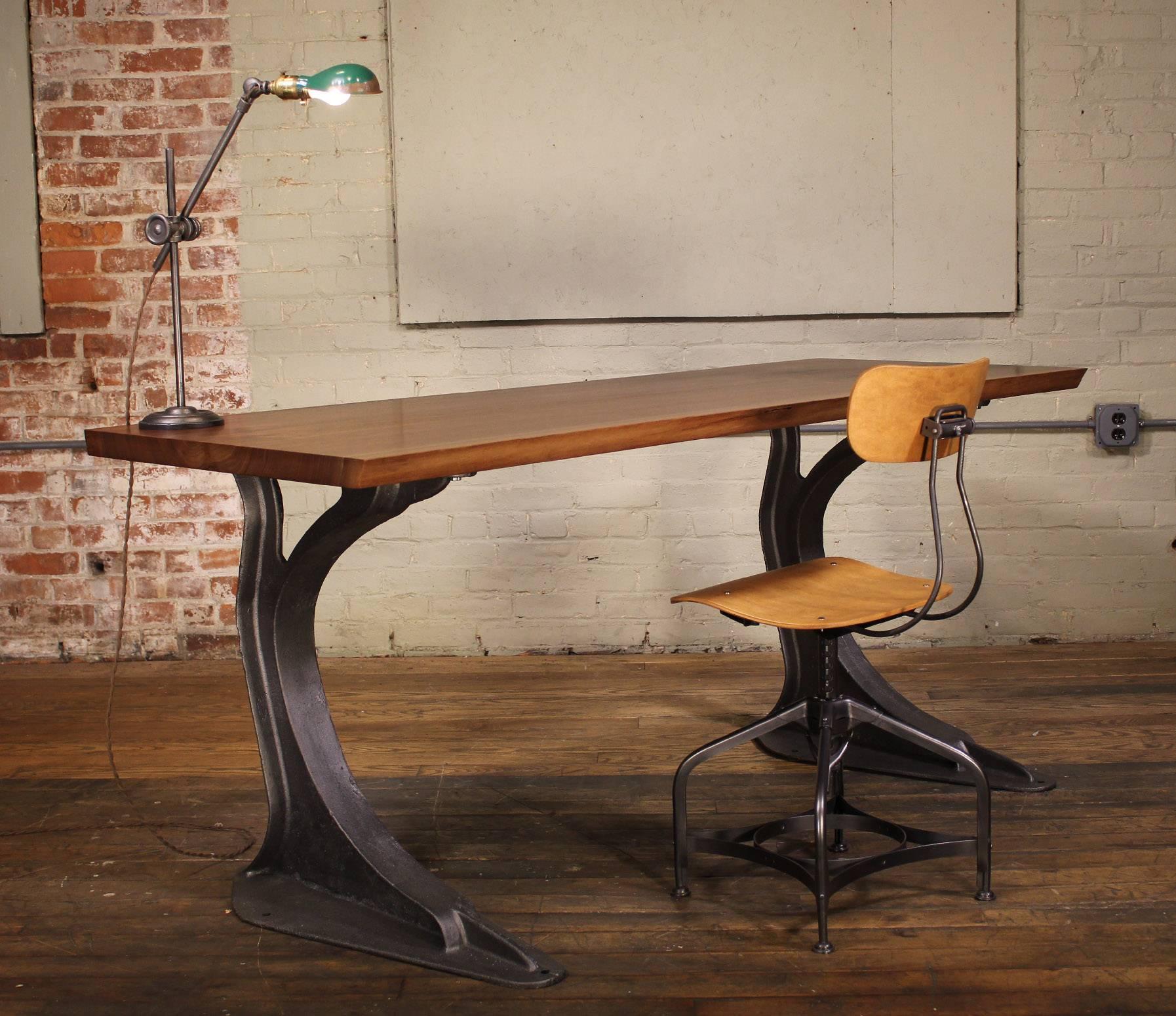 Wood Industrial Live Edge English Elm Desk