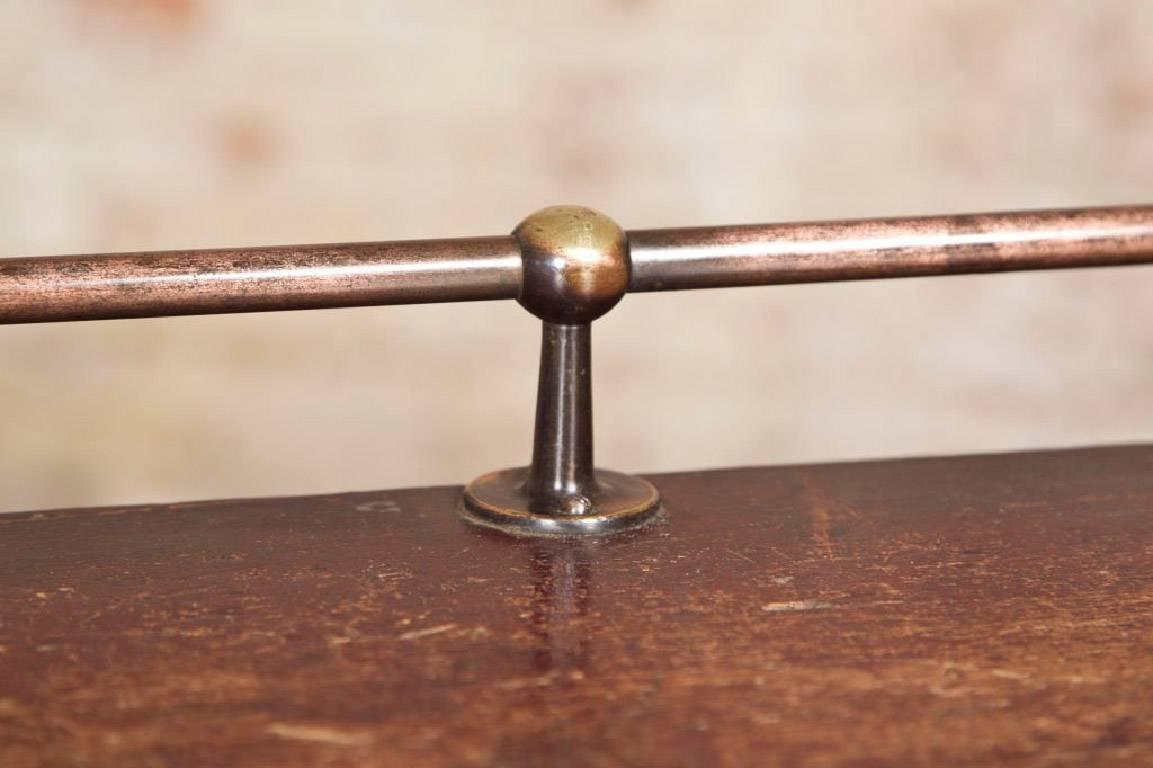 Vintage Wooden Store Display Table with Brass Rail 1