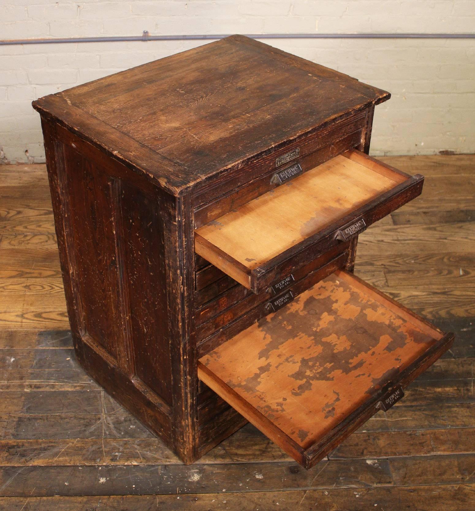 20th Century Vintage Wooden Flat File Storage Cabinet by Hamilton