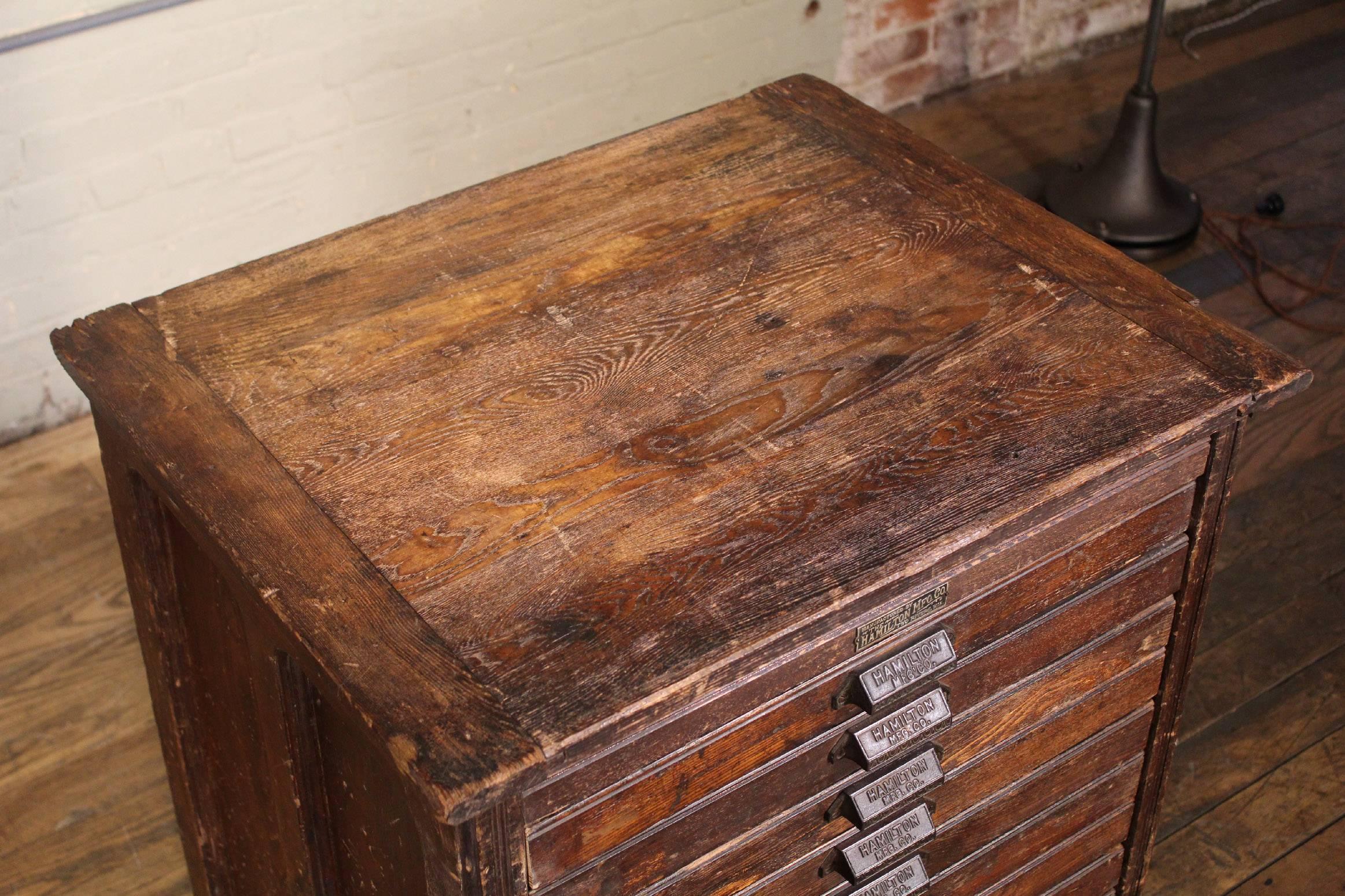 antique wood flat file cabinet