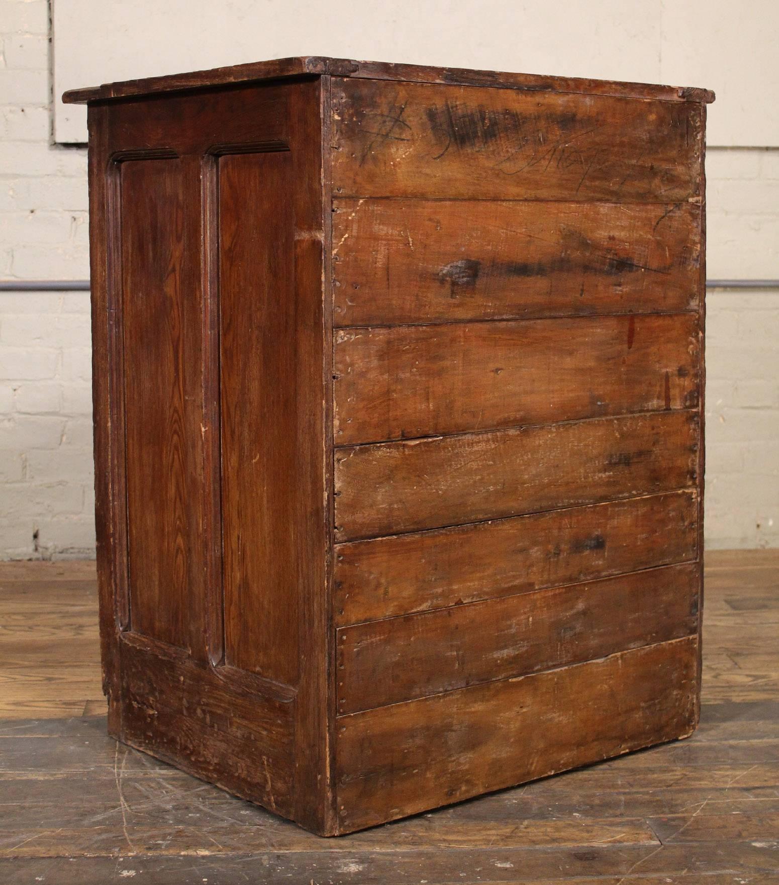 Industrial Vintage Wooden Flat File Storage Cabinet by Hamilton