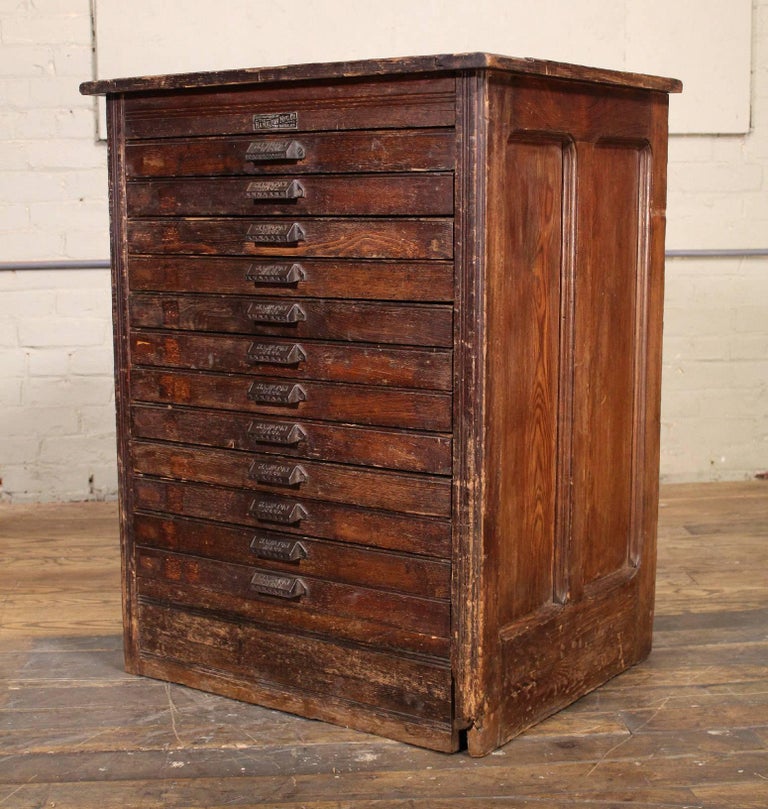 Vintage Wooden Flat File Storage by Hamilton at 1stDibs