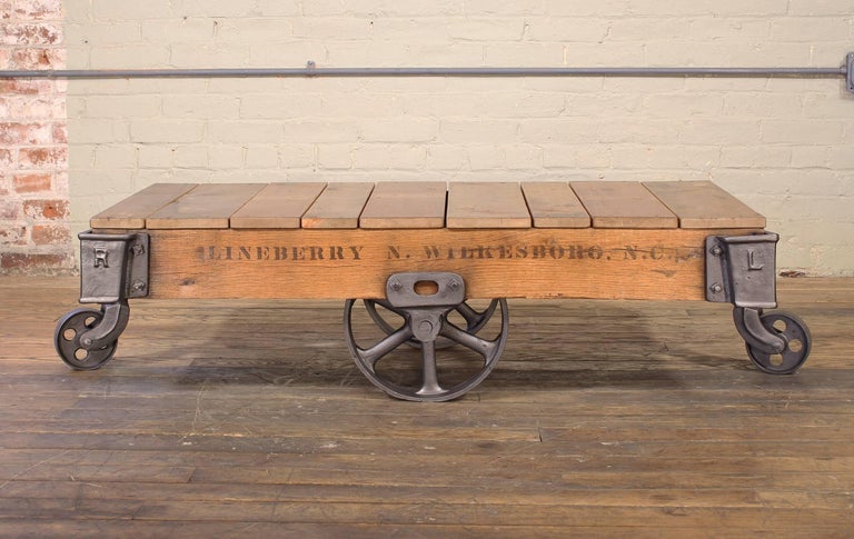 Coffee Table Industrial Rustic Wood, Old Wooden Cart Coffee Table