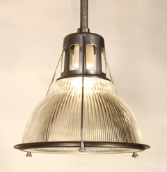 Vintage Holophane Pendant Light, Lamp Metal and Glass