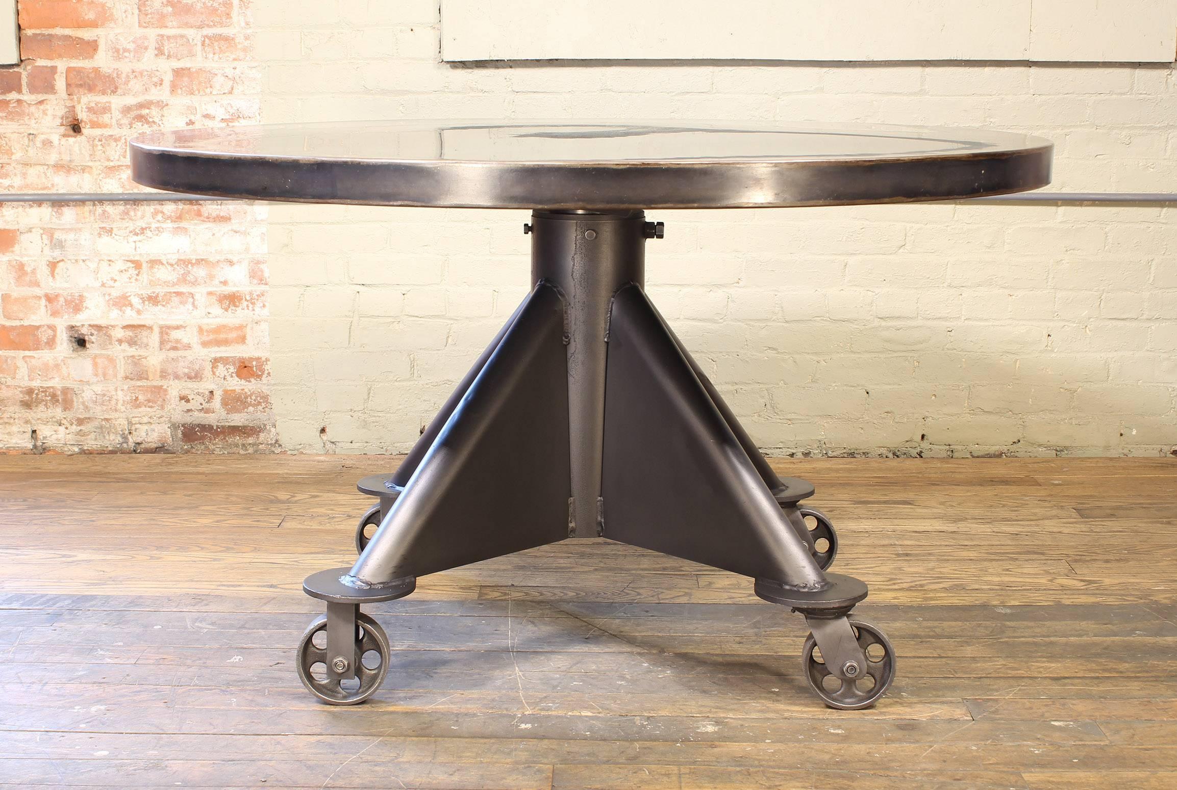 round industrial dining table