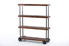 Carro rodante industrial Madera y acero, estantería de hierro con ruedas