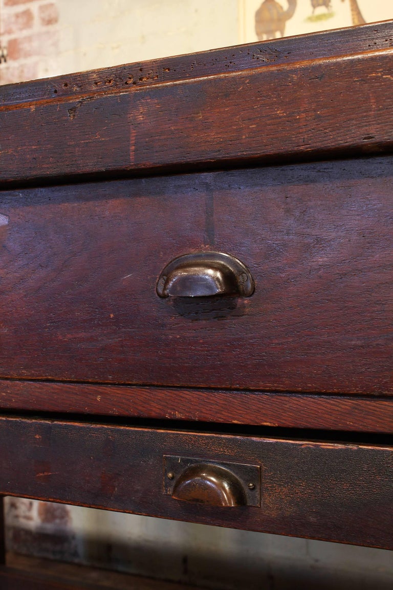 Vintage Wooden Draftsman's Desk, Table with Flat File Storage Distressed at 1stDibs draftsman