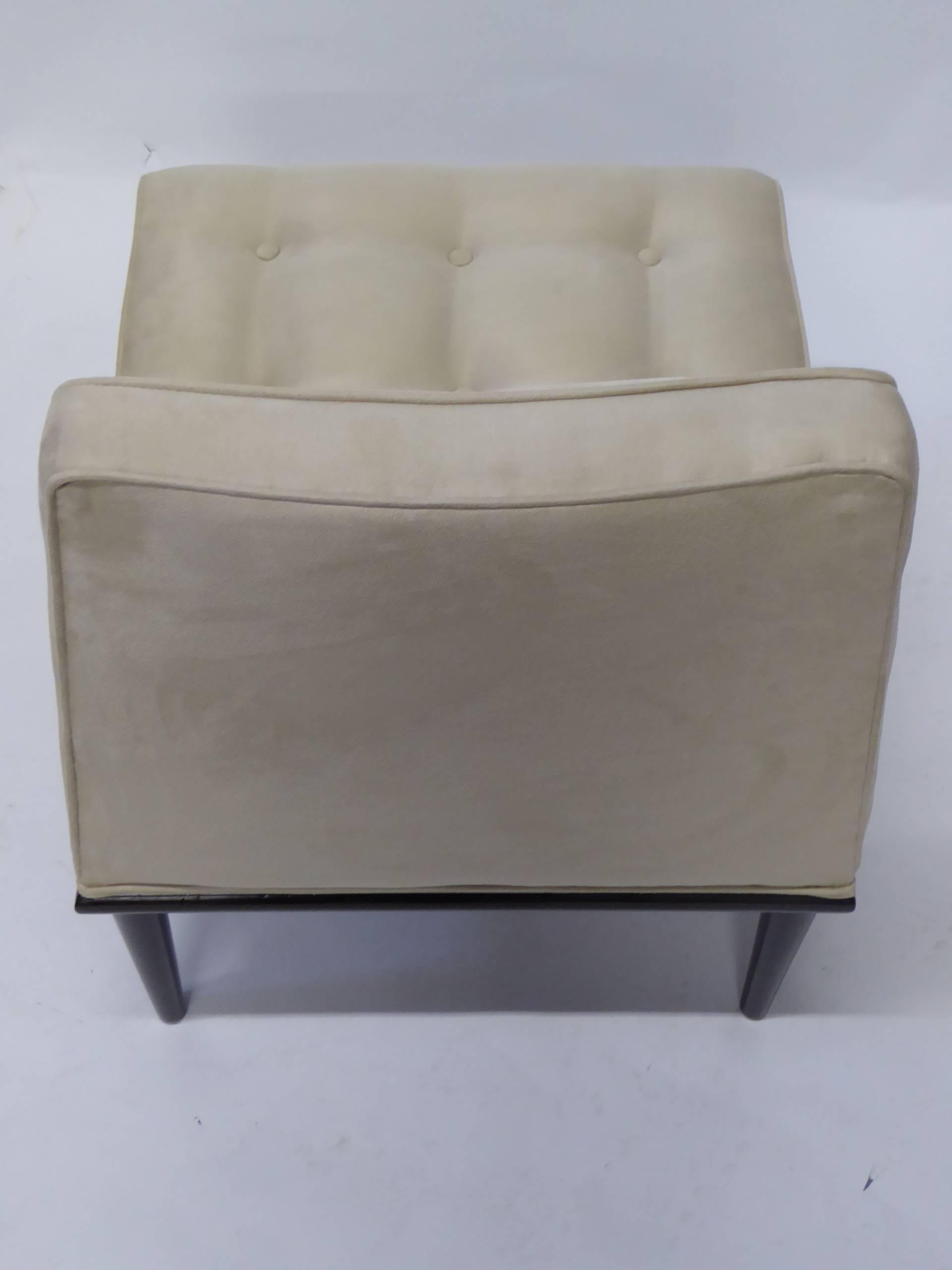 American 1950s Edward Wormley Style Mid Century Modern Slipper Chair in Ultrasuede