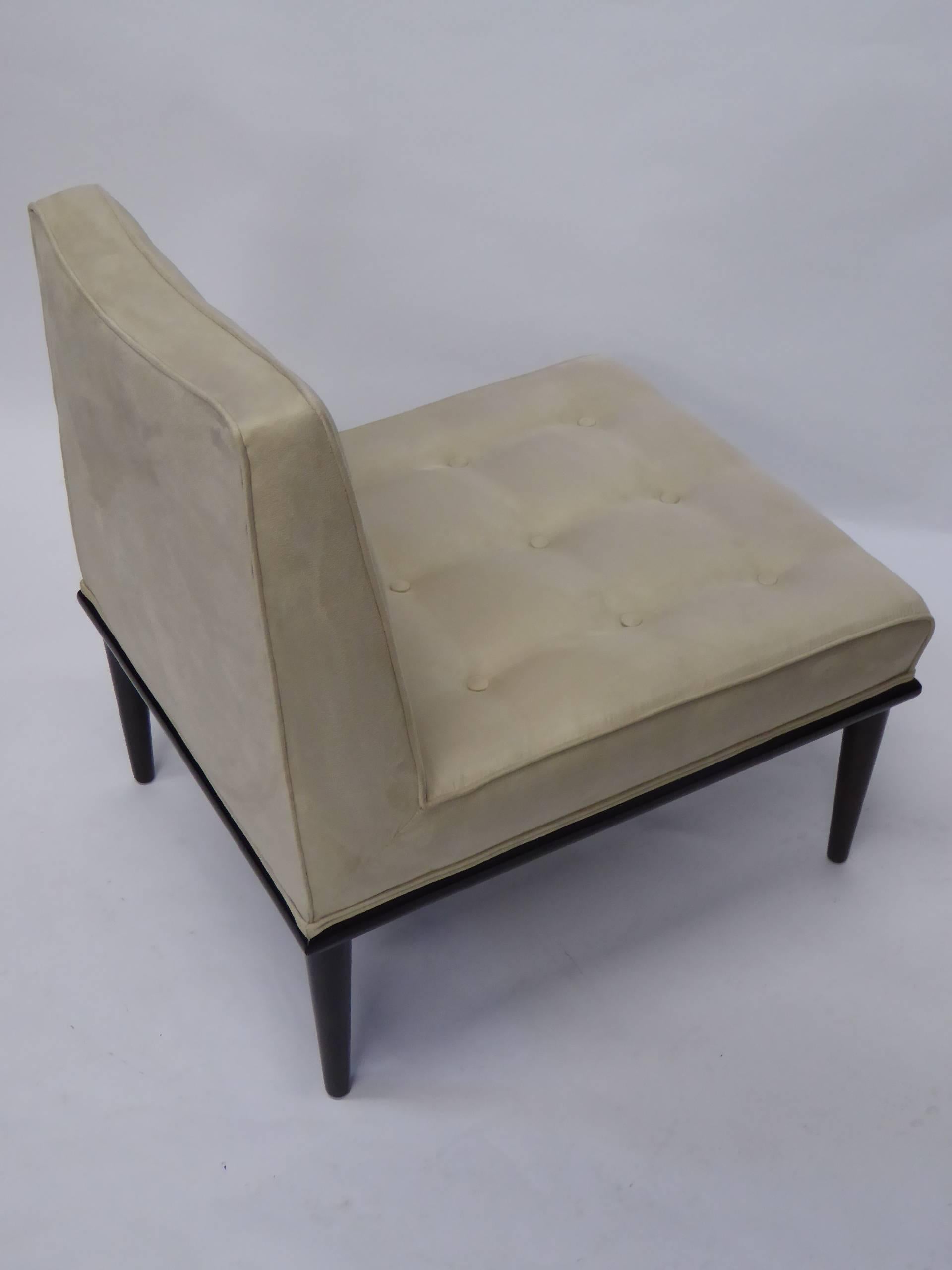 1950s Edward Wormley Style Mid Century Modern Slipper Chair in Ultrasuede 1
